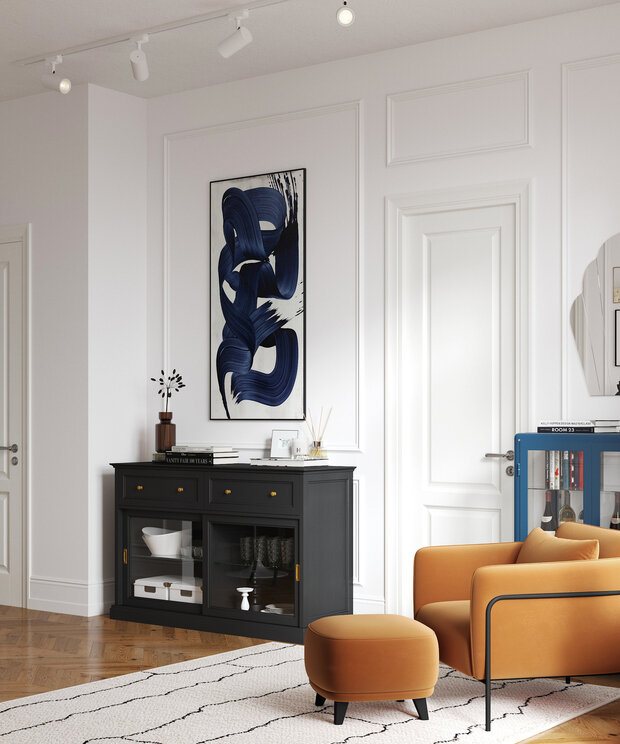 Фотография: Гостиная в стиле Скандинавский, Эклектика, Винтажный, Квартира, Проект недели, Санкт-Петербург, Монолитный дом, 3 комнаты, Более 90 метров, Ольга Воронкова – фото на INMYROOM