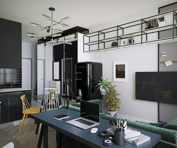 Фотография: Гостиная в стиле Современный, Советы, ремонт однушки, идеи для оформления однушки – фото на INMYROOM