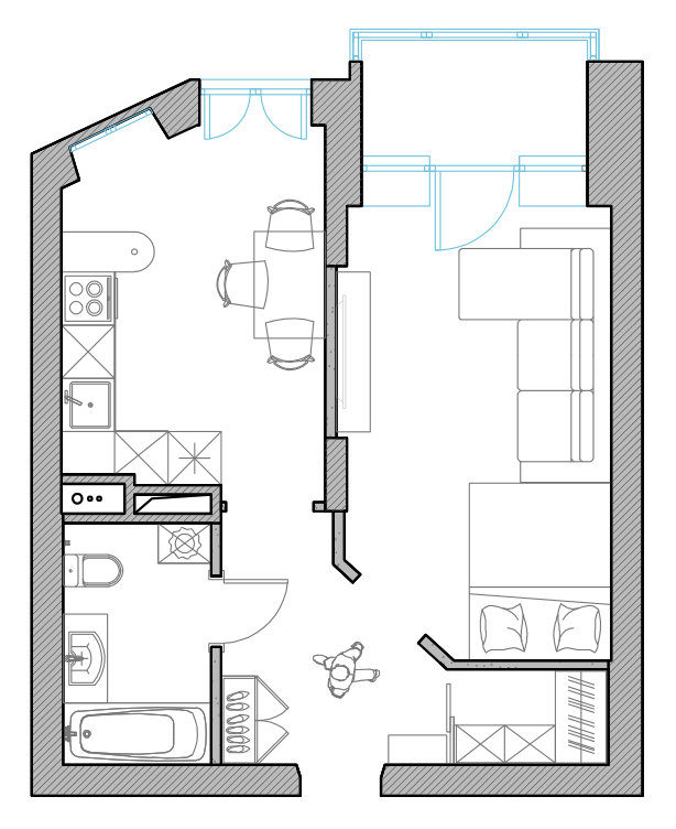 Первоначальный план с расстановкой мебели