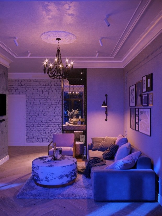 Фотография: Гостиная в стиле Лофт, Эклектика, Квартира, Проект недели, Москва, 3 комнаты, 60-90 метров, Анна Показаньева – фото на INMYROOM