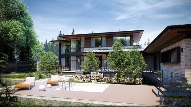 Фото из портфолио Современный двухэтажный дом с панорамными окнами – фотографии дизайна интерьеров на INMYROOM