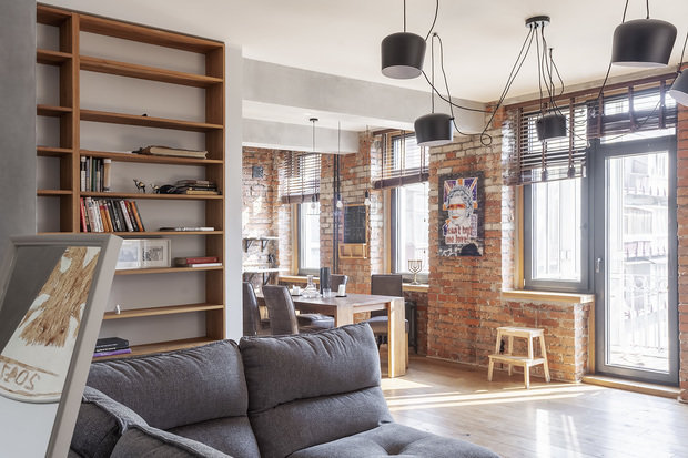 Фотография: Кухня и столовая в стиле Лофт, Квартира, Проект дня, Москва, Красная Пресня, Сталинка, 3 комнаты, Более 90 метров, Оксана Цыбакова – фото на INMYROOM