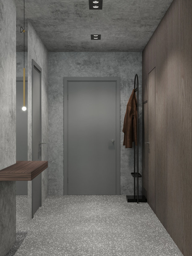 Фотография: Прихожая в стиле Лофт, Кухня и столовая, Ванная, Гостиная, Квартира, Проект недели, Серый, 1 комната, 40-60 метров, ПРЕМИЯ INMYROOM – фото на INMYROOM