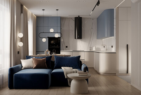 Квартира в ЖК 2й Нагатинский (Кухня-Гостиная)