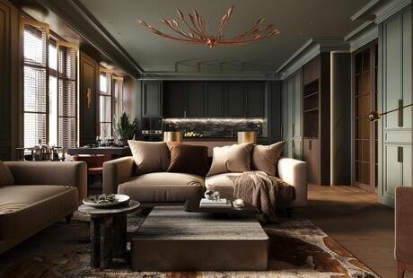 Дизайн интерьера квартиры в ЖК «Noble (Нобл)» с элементами американской классики