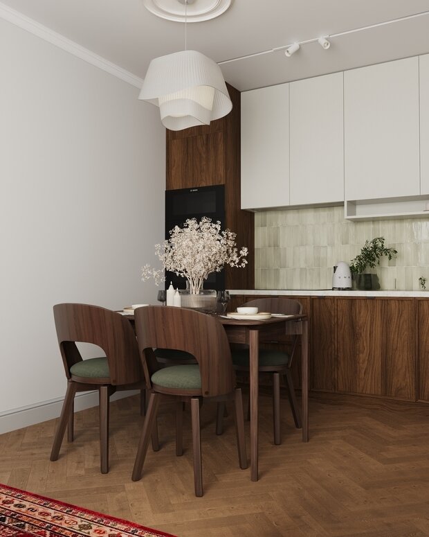 Фотография: Кухня и столовая в стиле Современный, Квартира, Проект дня, Санкт-Петербург, 3 комнаты, 60-90 метров, современный с элементами классики и французского стиля, Гера Остин, Анна Лаковская – фото на INMYROOM