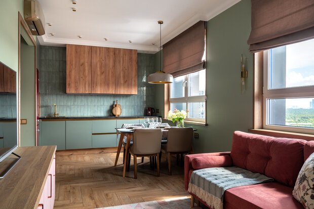 Фотография: Кухня и столовая в стиле Современный, Малогабаритная квартира, Квартира, Проект дня, Москва, 2 комнаты, 40-60 метров – фото на INMYROOM