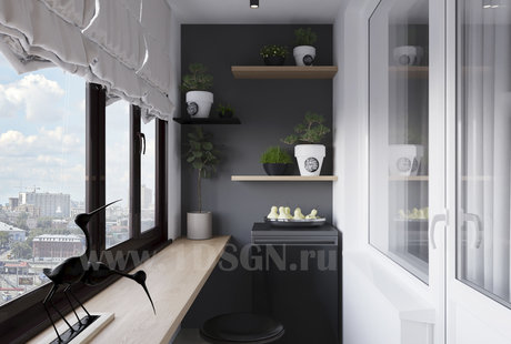 Дизайн интерьера балкона в ЖК "Золотая звезда" г.Москва