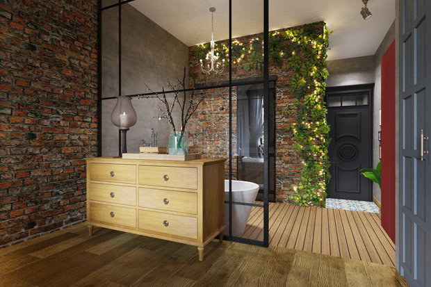 Фотография: Ванная в стиле Лофт, Эклектика, Квартира, Проект недели, Москва, Светлана Гаврилова, 3 комнаты, Более 90 метров – фото на INMYROOM