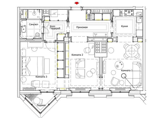 Фотография: Планировки в стиле , Квартира, Проект дня, Санкт-Петербург, 3 комнаты, 60-90 метров, современный с элементами классики и роскоши, фото интерьера, дизайн интерьера фото, Елизавета Шмиткова, Маурицио Д’Орса – фото на INMYROOM