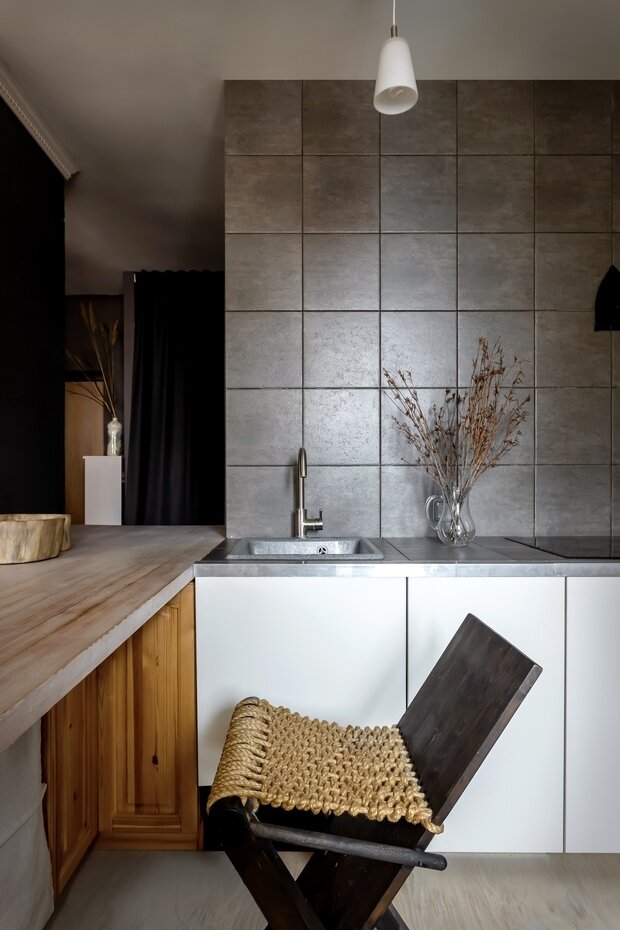 Фотография: Кухня и столовая в стиле Современный, Эклектика, Эко, Квартира, Студия, Проект недели, 40-60 метров, Истра, Александра Журавлева – фото на INMYROOM