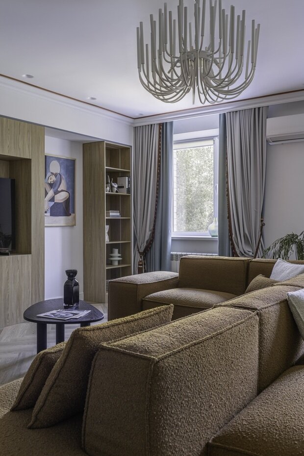 Фотография: Гостиная в стиле Современный, Эклектика, Квартира, Проект дня, Казахстан, 3 комнаты, Более 90 метров, Надира Мустафина – фото на INMYROOM