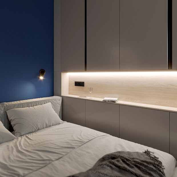 Фотография: Спальня в стиле Современный, Минимализм, Малогабаритная квартира, Квартира, Студия, Москва, Хрущевка, Кирпичный дом, до 40 метров, MARI GRI Interiors, Мари Гри – фото на INMYROOM