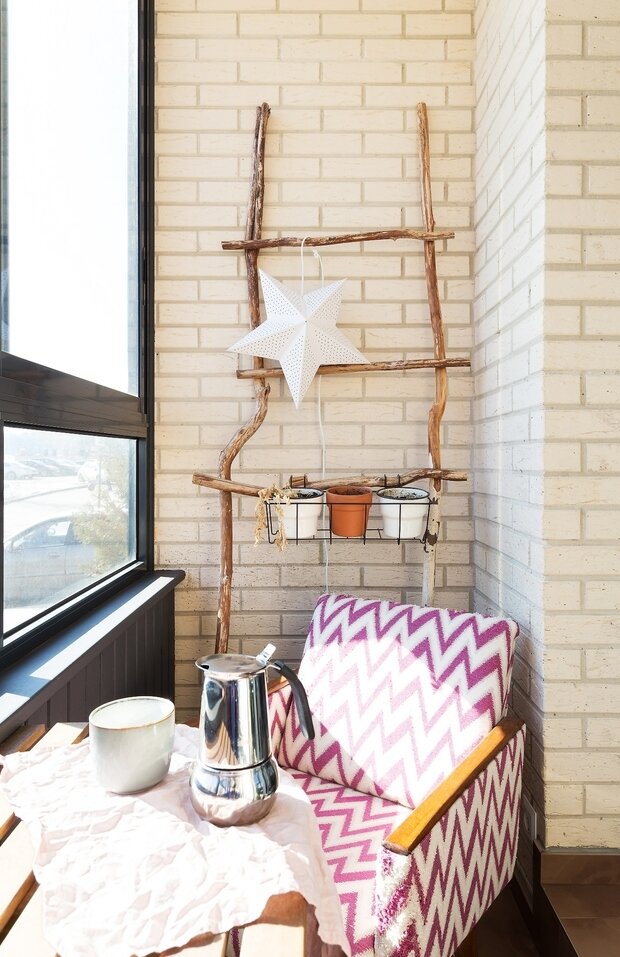 Фотография: Балкон в стиле Скандинавский, Квартира, Проект недели, Москва, Мария Шумская, 2 комнаты, 40-60 метров, Анна Явишкина, Sweet Home Design – фото на INMYROOM