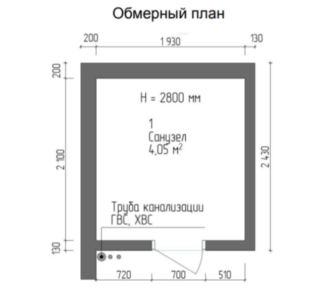 План-схема интерьера санузла