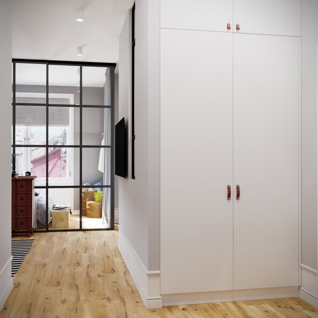 Фотография: Прихожая в стиле Скандинавский, Квартира, Проект недели, Санкт-Петербург, 1 комната, 40-60 метров, Монолитно-кирпичный, Студия 20:18 – фото на INMYROOM