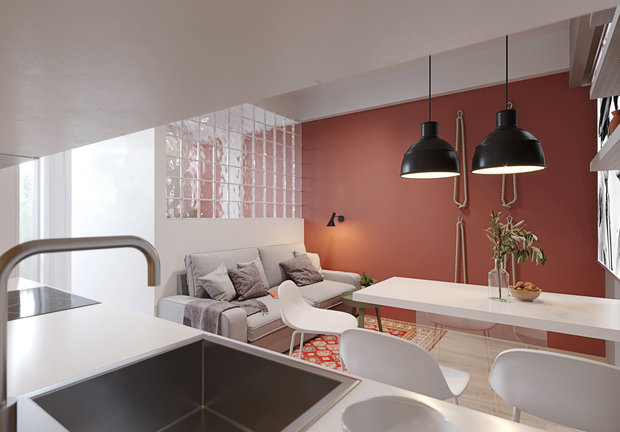 Фотография: Кухня и столовая в стиле Современный, Малогабаритная квартира, Квартира, Студия, Проект дня, Сочи, Монолитный дом, до 40 метров, Катерина Кузнецова, ПРЕМИЯ INMYROOM – фото на INMYROOM