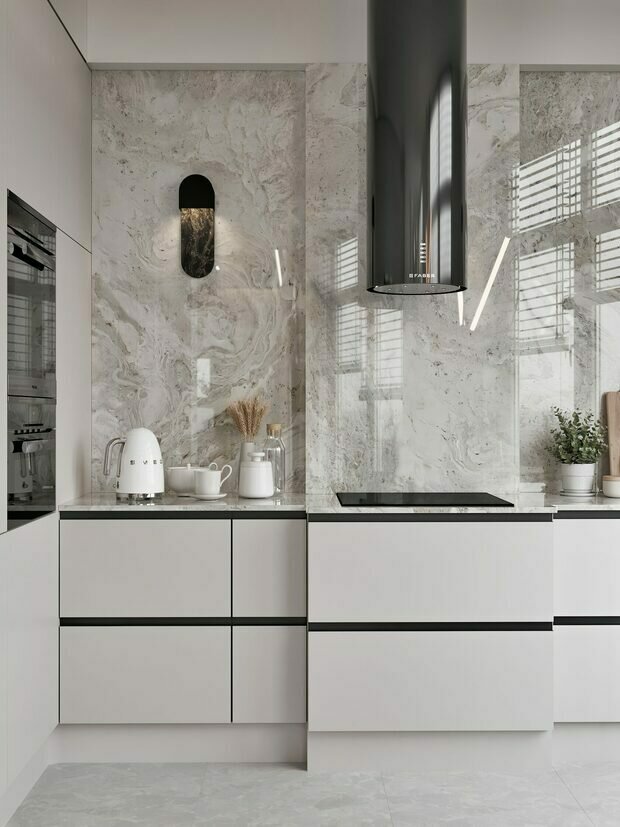 Фотография: Кухня и столовая в стиле Современный, Минимализм, Квартира, Проект недели, Москва, Монолитный дом, 4 и больше, Более 90 метров, Алина Гамм – фото на INMYROOM