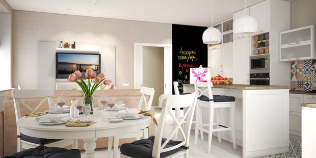 Фотография: Кухня и столовая в стиле Скандинавский, Современный, Дом, Проект недели, Дом и дача, Московская область, кухня-гостиная дизайн, Студия 3.14, Таунхаус, Тимур Абдрахманов, Борис Комаровский, Ирина Леготкина, таунхаус с мансардой – фото на INMYROOM