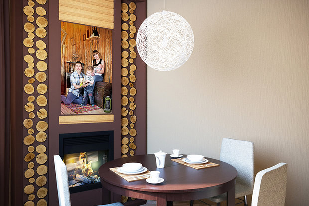 Фото из портфолио Теплая гостиная с камином, г. Сургут, ЖК "Европейский" – фотографии дизайна интерьеров на INMYROOM