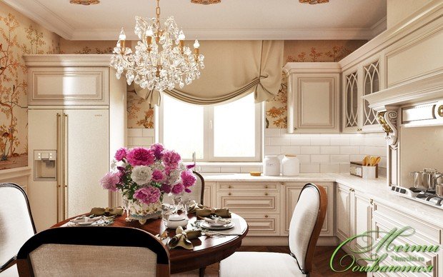 Фото из портфолио Гостиная-кухня-столовая в неоклассическом стиле – фотографии дизайна интерьеров на INMYROOM