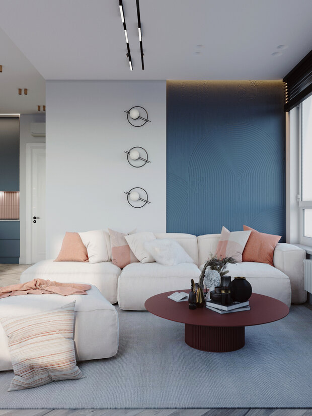 Фотография: Гостиная в стиле Современный, Квартира, Проект недели, Москва, 3 комнаты, Более 90 метров, Olala Design, Ольга Семченко – фото на INMYROOM