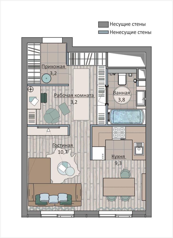 Фотография: в стиле , Квартира, Студия, Перепланировка, Москва, Студия 3.14, Ирина Леготкина, 1 комната, до 40 метров, ЖК «Символ», Донстрой – фото на INMYROOM