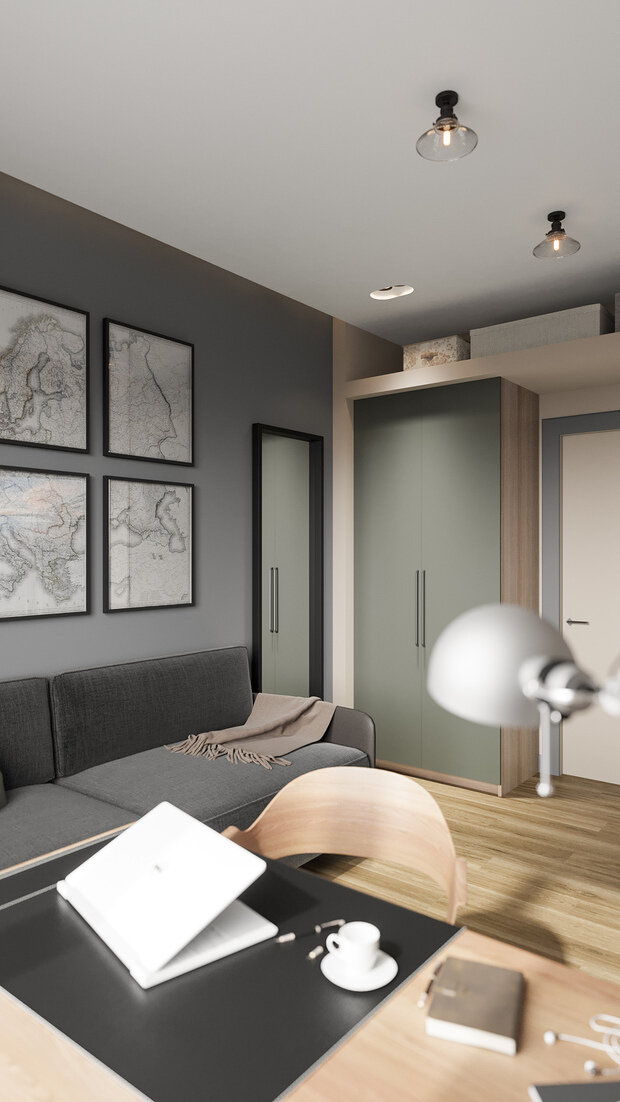 Фотография: Кабинет в стиле Современный, Квартира, Проект недели, 4 и больше, 60-90 метров, Алена Чекалина, Котельники, Дизайн-студия Алены Чекалиной – фото на INMYROOM