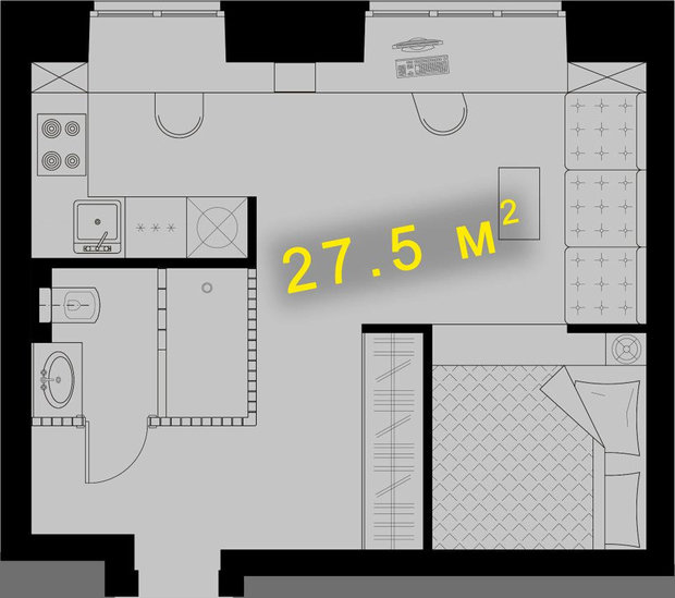 Фото из портфолио СТУДИЯ НА ТУЛЬСКОЙ, 27,5 м2 – фотографии дизайна интерьеров на INMYROOM