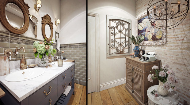Фотография: Ванная в стиле Прованс и Кантри, Квартира, Проект недели, Москва, Монолитный дом, 4 и больше, Более 90 метров, Дарья Мисюра, ЖК «Соколиное гнездо» – фото на INMYROOM
