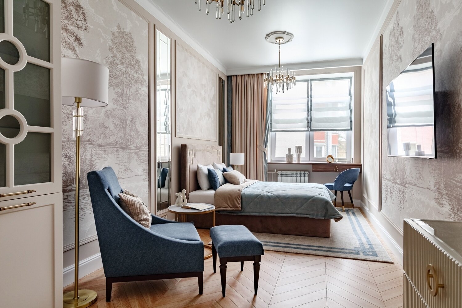 Фотография: Спальня в стиле Классический, Современный, Эклектика, Квартира, Проект недели, Кирпичный дом, 2 комнаты, 40-60 метров, Киров, Ольга Бухарева – фото на INMYROOM Фотография: Спальня в стиле Классический, Современный, Эклектика, Квартира, Проект недели, Кирпичный дом, 2 комнаты, 40-60 метров, Киров, Ольга Бухарева – фото на INMYROOM