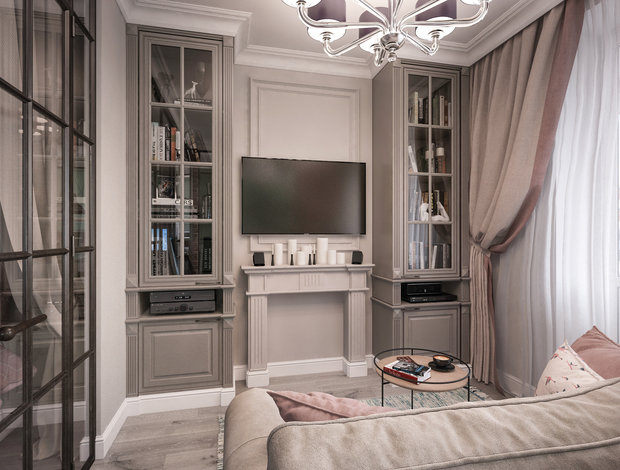 Фотография: Гостиная в стиле Прованс и Кантри, Квартира, Проект недели, Москва, Сталинка, Кирпичный дом, 1 комната, 2 комнаты, до 40 метров, Анна Лубкова – фото на INMYROOM