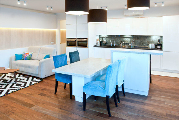 Фотография: Кухня и столовая в стиле Современный, Квартира, Проект недели, Московская область, Реутов, новостройка, Яна Страхатова, Сергей Страхатов, Арт Клуб студия, Монолитный дом, 2 комнаты, 60-90 метров – фото на INMYROOM