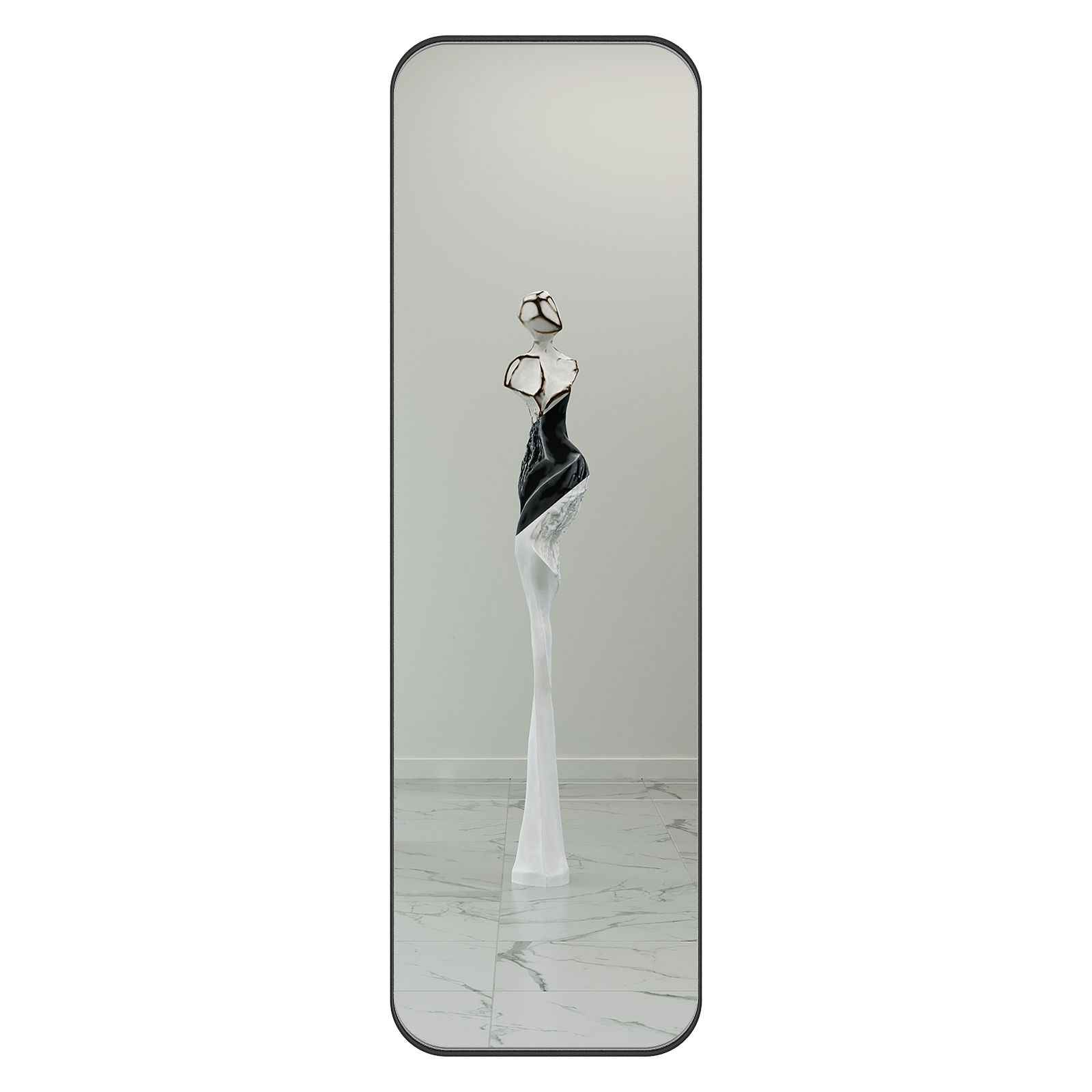 Настенное зеркало Kuvino L в тонкой раме черного цвета