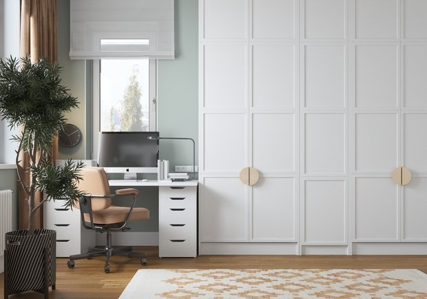 Фотография: Кабинет в стиле Современный, Скандинавский, Квартира, Проект недели, 2 комнаты, 60-90 метров, Марина Меренкова, Пушкино – фото на INMYROOM