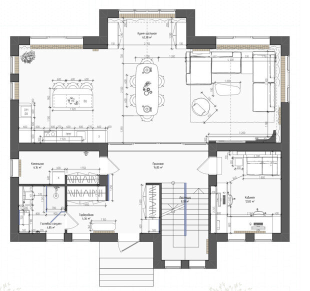Фотография: Планировки в стиле , Дом, Проект дня, Дом и дача, Московская область, 4 и больше, Более 90 метров, минимализм с элементами современного дизайна, Ксения Котельникова – фото на INMYROOM