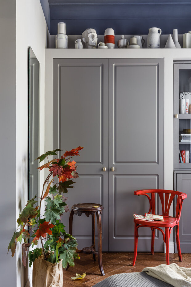 Фотография: Спальня в стиле Скандинавский, Современный, Эклектика, Винтажный, Малогабаритная квартира, Квартира, Проект недели, Москва, 1 комната, до 40 метров, Zzburo – фото на INMYROOM