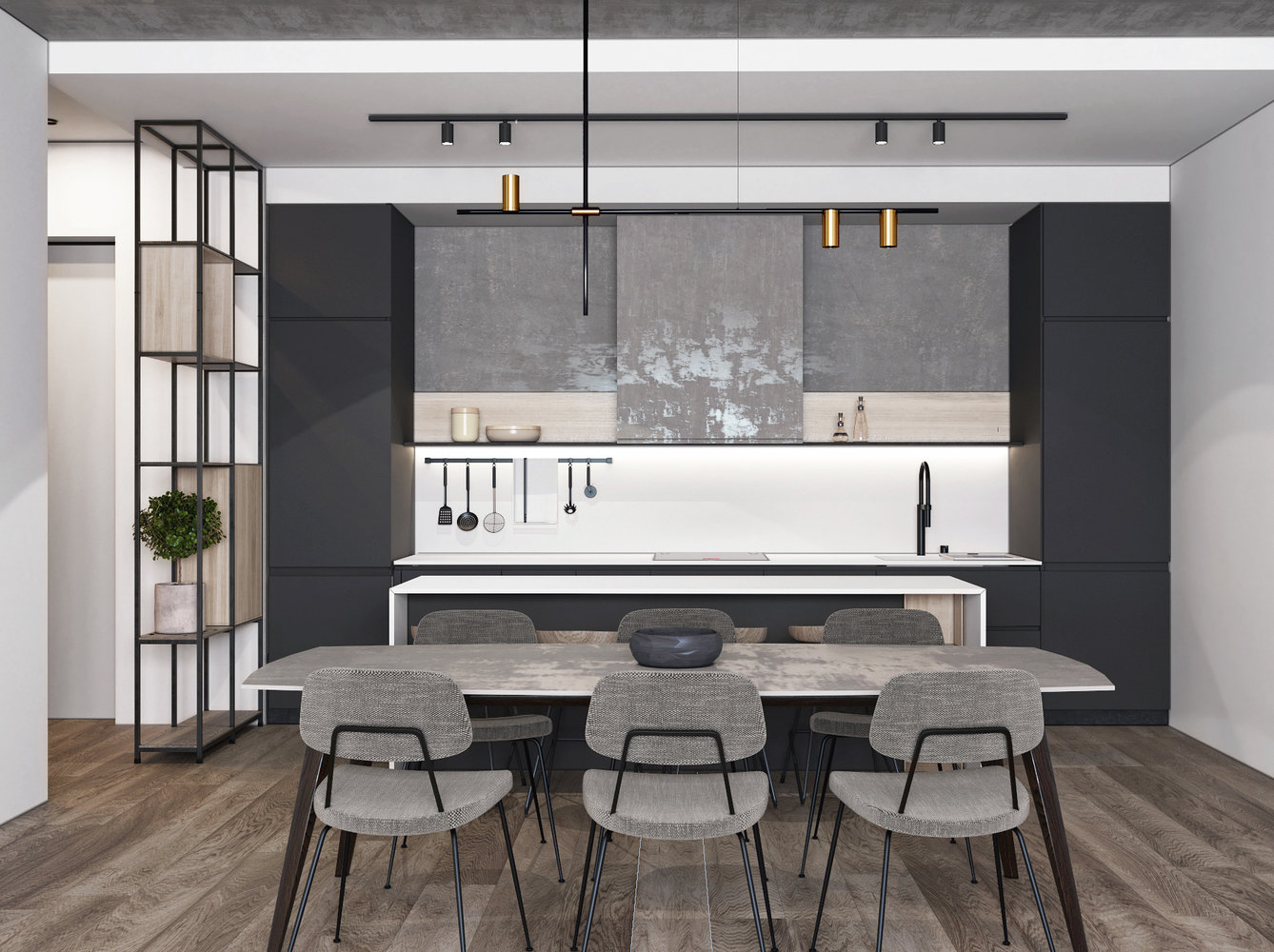 Фотография: Кухня и столовая в стиле Минимализм, Скандинавский, Квартира, Проект недели, Москва, Монолитный дом, Quadro room, 3 комнаты, Более 90 метров – фото на INMYROOM Фотография: Кухня и столовая в стиле Минимализм, Скандинавский, Квартира, Проект недели, Москва, Монолитный дом, Quadro room, 3 комнаты, Более 90 метров – фото на INMYROOM