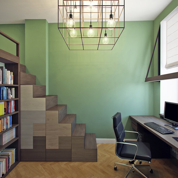 Фотография: Кабинет в стиле Лофт, Современный, Классический, Скандинавский, Эклектика, Квартира, Россия, Планировки, Аксессуары, BOSCH, Vitra, Декор, Мебель и свет, Проект недели, Москва, ИКЕА, Duravit, Cosmorelax, Tolix, Lumas, Fritz Hansen, Hamilton Conte, Burlington, Exterio, TopCer, Original Style, LG, Aster, Кирилл Романюк, Алексей Дякин, FonBureau – фото на INMYROOM