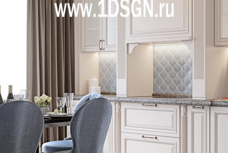 Дизайн интерьера Кухня в квартире ЖК "Мосфильмовская" г.Москва
