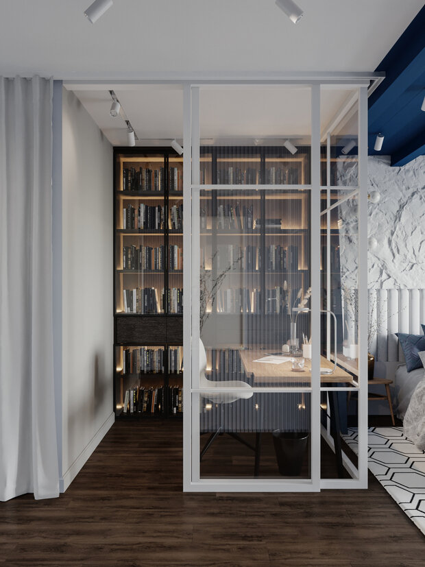 Фотография: Кабинет в стиле Современный, Эклектика, Квартира, Проект недели, Санкт-Петербург, 4 и больше, Более 90 метров, Монолитно-кирпичный, VizDiz, Илона Ореховская – фото на INMYROOM