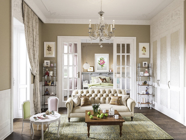 Фотография: Гостиная в стиле Классический, Советы, Потолок, Ольга Кондратова – фото на INMYROOM