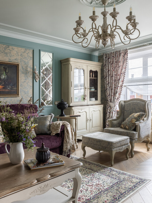 Фотография: Гостиная в стиле Прованс и Кантри, Квартира, Проект дня, Кирпичный дом, 2 комнаты, 40-60 метров, Башкортостан, Лариса Байракова – фото на INMYROOM