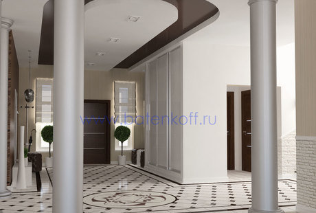 Дизайн проект холла прихожей в коттедже г Нягань в современном стиле.