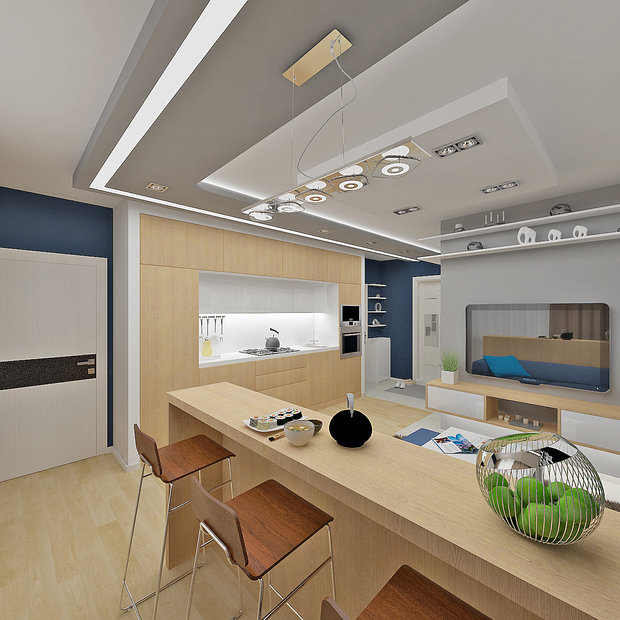 Фото из портфолио Дизайн интерьера двухкомнатной квартиры для молодого человека – фотографии дизайна интерьеров на INMYROOM