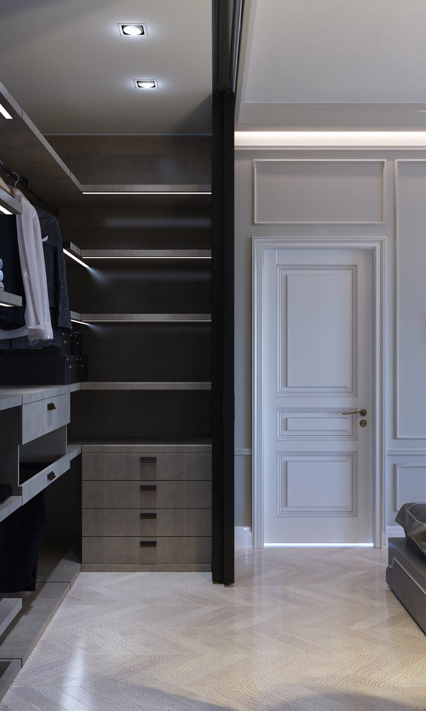 Фото из портфолио Квартира в стиле современная классика - ул 1905 г. Спальня Хозяйская – фотографии дизайна интерьеров на INMYROOM