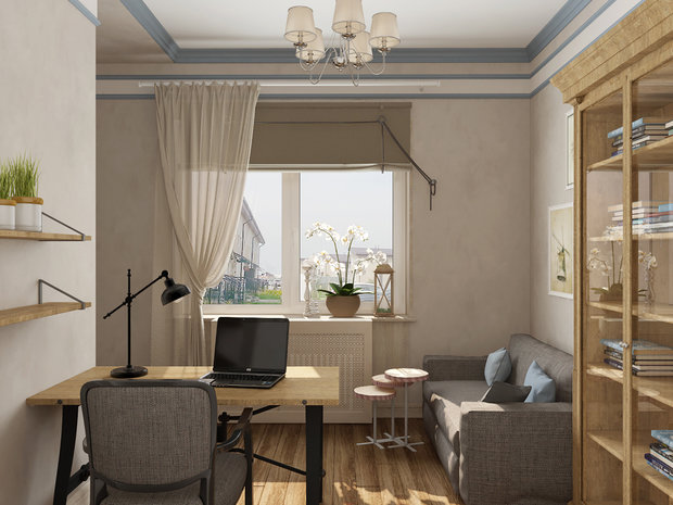 Фотография: Кабинет в стиле Прованс и Кантри, Проект недели, Дом и дача, Новая Москва, Евгения Ермолаева, Таунхаус, Блочный дом, 4 и больше, Более 90 метров, EEDS DESIGN – фото на INMYROOM