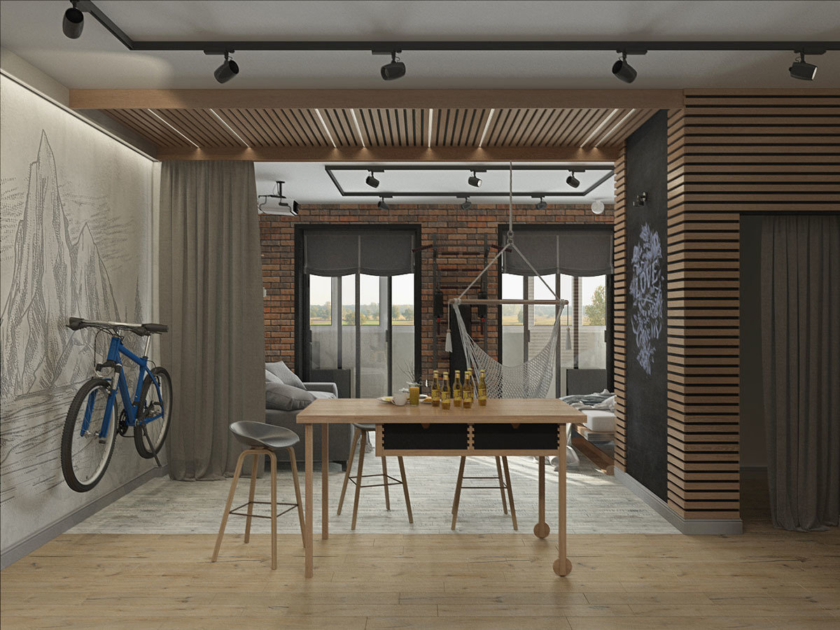 Фотография: Гостиная в стиле Лофт, Современный, Квартира, Студия, Проект недели, Дмитровский район, Евгения Ермолаева, EEDS, 40-60 метров, Монолитно-кирпичный, ЖК «Пятиречье» – фото на INMYROOM