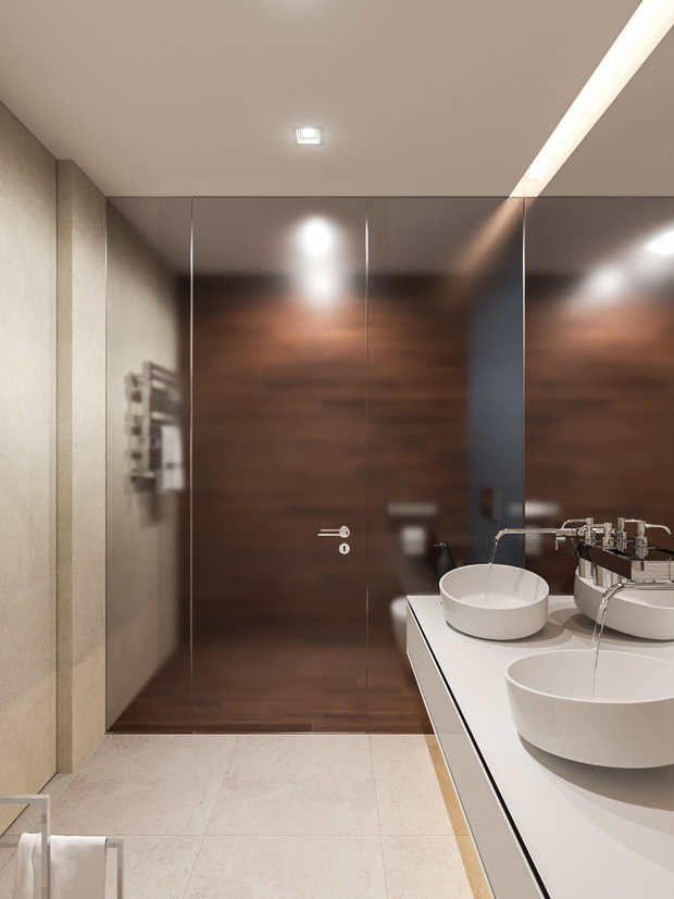 Фотография: Ванная в стиле Эко, Современный, Квартира, Проект недели, Москва, Шамсудин Керимов, новостройка, Монолитный дом, 3 комнаты, Более 90 метров – фото на INMYROOM