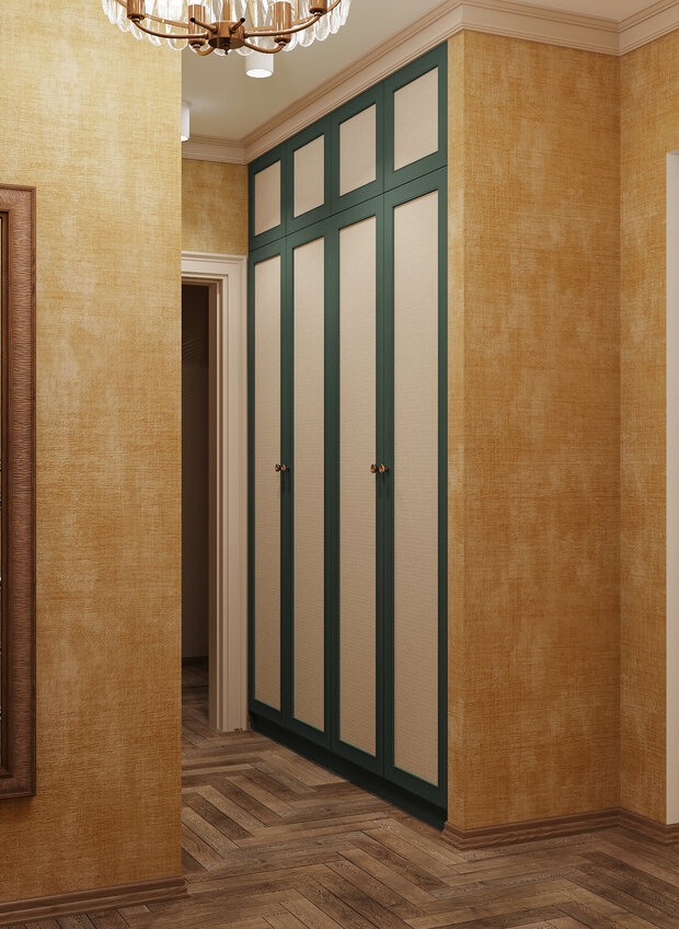 Все элементы интерьера продуманы до мелочей: например, шкафы не стали превращать в имитацию стены, а выделили контрастными деталями.